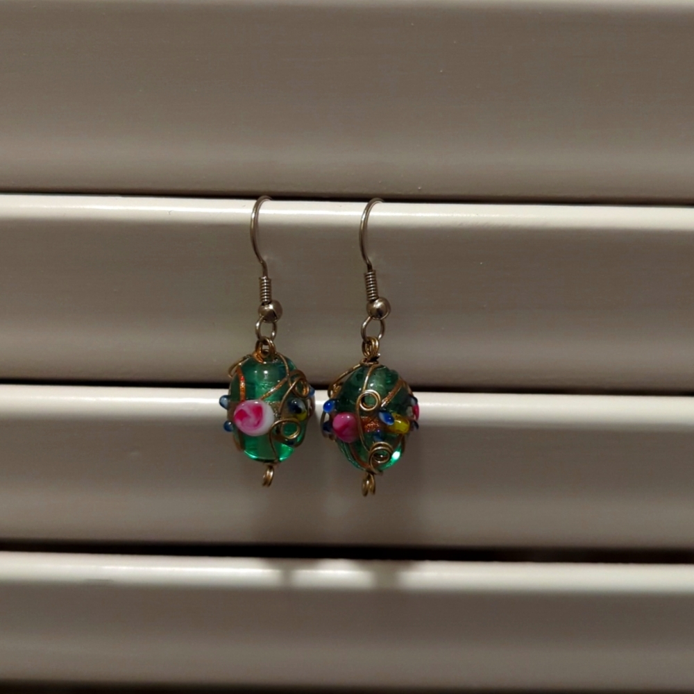Vintage Venetian Glass drop Earrings
